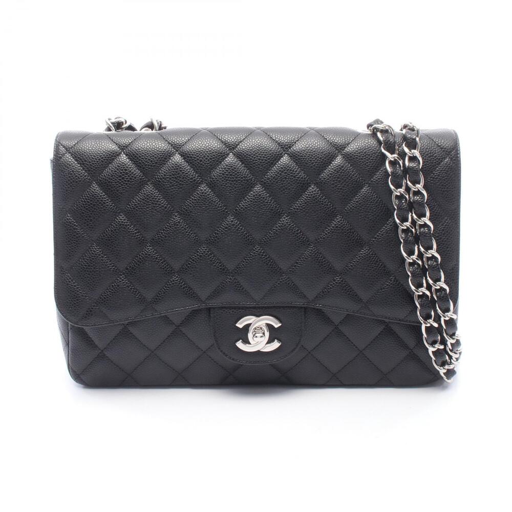 Chanel Matelasse Single Flap Shoulder Bag Calfskin Leather Black